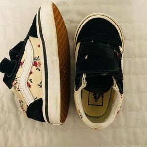 Vans, size 5, black with flowers